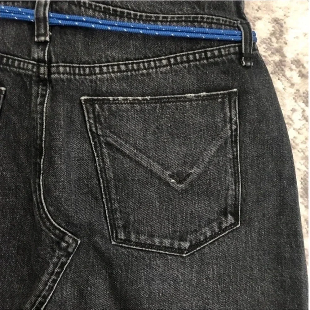 New Hudson Sloan Denim Skirt Fold Down belt raw edge high waist mini pencil jean